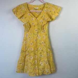 Entro yellow floral mini sun dress size M
